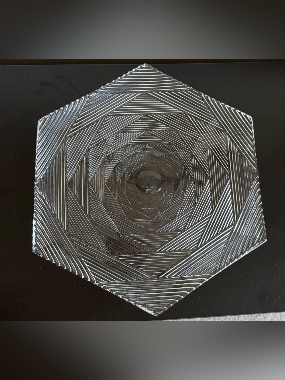 Tiffany & Co. Crystal Hexagon Platter by Josef Reidel
